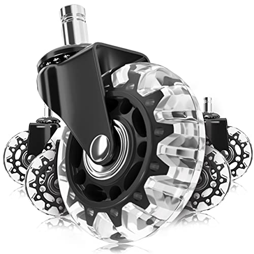 Lifelong Office Chair Dual Wheels Replacement Rubber Chair Casters for Hardwood Floors and Carpet, Set of 5, Heavy Duty Casters for Chairs to Replace Office Chair Mats - Fits 98%