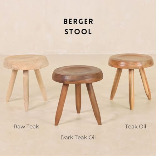 Berger Milking Stool, Reclaimed Teak Wooden Stool. Versatile as Sitting Stool, Small Side Table, Outdoor Side Table, Plant Stand, Nightstand, Footstool, Teak Shower Stool - Raw Teak