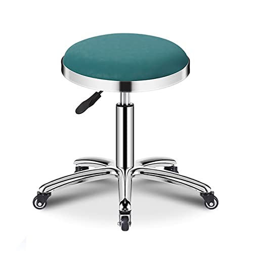 Round Rolling Swivel Stool PU Leather with 5 Wheels Height Adjustable 42-57cm Office Stools Chair for Massage SPA Medical Salon Home Beauty Clinic Load-Bearing 200kg (Orange)