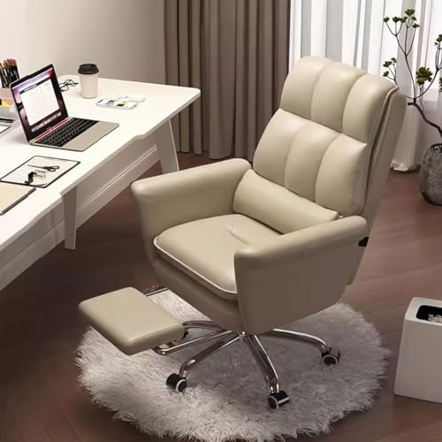 Ergonomic Home Office Desk Chairs Gaming Chair with Wheels,High Back Computer Study Chair Executive Chair with Adjustable Height,Swivel Task Chair Pu Leather Cushion/Yellow/B To pursue happiness