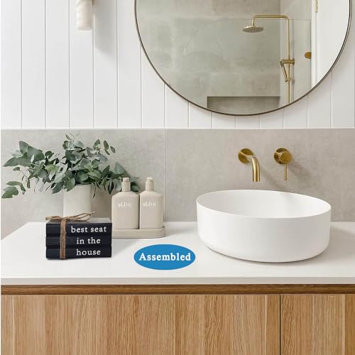 Farmhouse Bathroom Decor - Funny Rustic Wooden Decorative Books for Restroom Shelf Decor - Black Bathroom Decorative Accent for Guest Bathroom