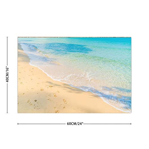 Vintage Coir Fiber Entry Mat with Non-Slip Backing Beach Scene Ocean Theme Sea Doormat Nature Coastal Pictures Seascape First Home Couple's Gift for Kitchen Garage Home Decor 16x24 Inch