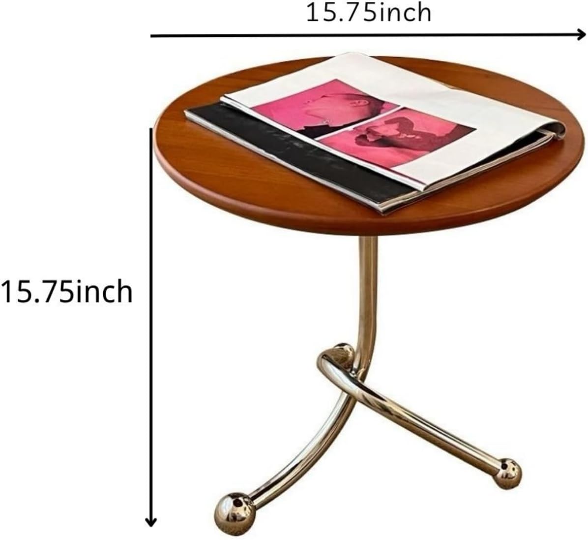 Coffee Side End Table with Solid Wooden Top, Round Coffee Table with Metal Leg ,Small Desk with Retro Style,Optimizing Mini Living Spaces Dining Table For Living Room,Bed Room ,Office,Sofa Corner.