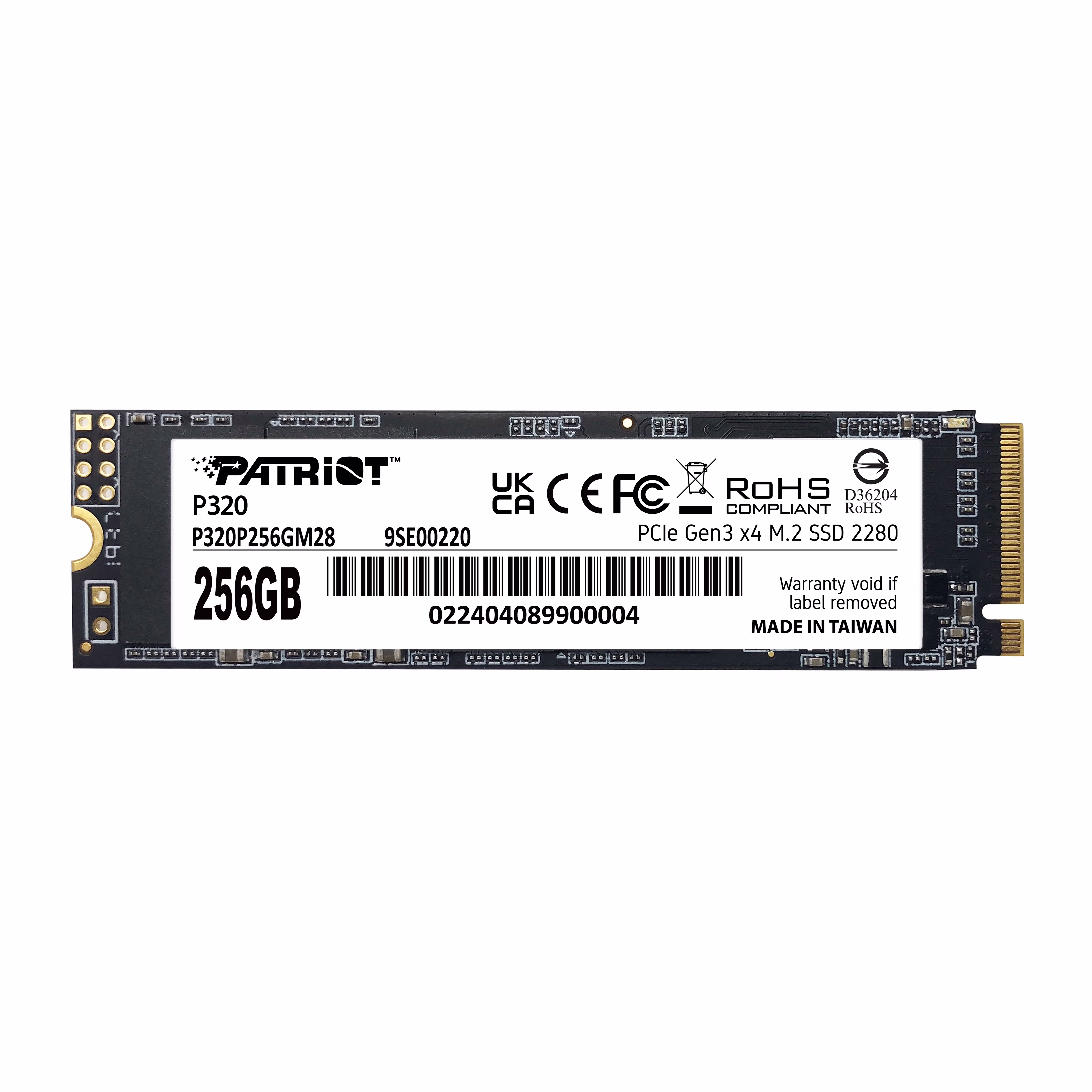 Patriot P320 256GB Internal SSD - NVMe PCIe Gen 3x4 - M.2 2280 - Solid State Drive - P320P256GM28