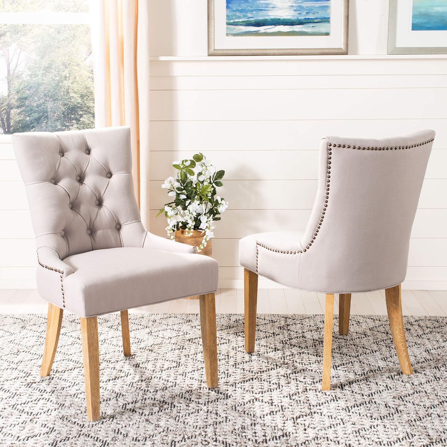 Safavieh Mercer Collection Heather Dining Chairs, Beige, Set of 2