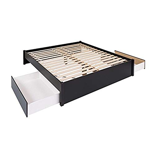 Prepac Select King 4-Post Raised Platform 2-Drawer Storage Bed, Modern King Storage Bed with Drawers 83