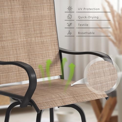 Aoxun 4 PCS Outdoor Swivel Bar Sets, Bar Height Patio Set with Backrest and Armrests, Outdoor Patio Chairs, Outdoor Bistro Set, Patio Furniture for Patio, Lawn, and Garden, Brown