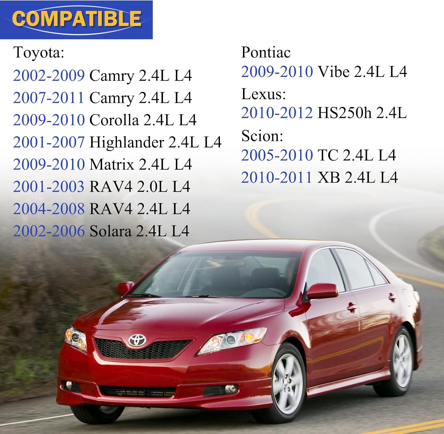 UF333 Pack of 4 Ignition Coil Packs Fit For 2001-2012 Toyota Camry Corolla RAV4 Solara Matrix Highlander Lexus HS250h Scion xB TC 2.0L 2.4L L4 C1330 90919-02244