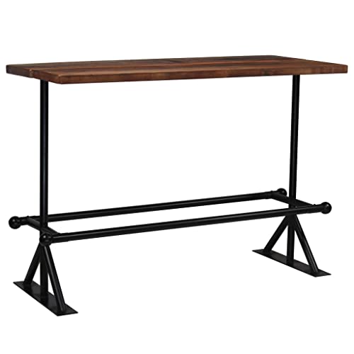 Bar Table Solid Reclaimed Wood Dark Brown,End Table,Display Table,Bistro Table,Party Table,Snack Tables,Sofa Table,Vintage Style,for Dining Room,Living Room,Entryway,Bistro,59.1