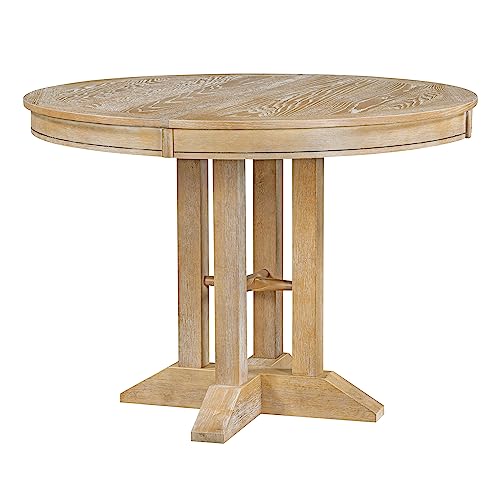 Dining Table Set for 4, 5-Piece with 1 Extendable Round Table (42