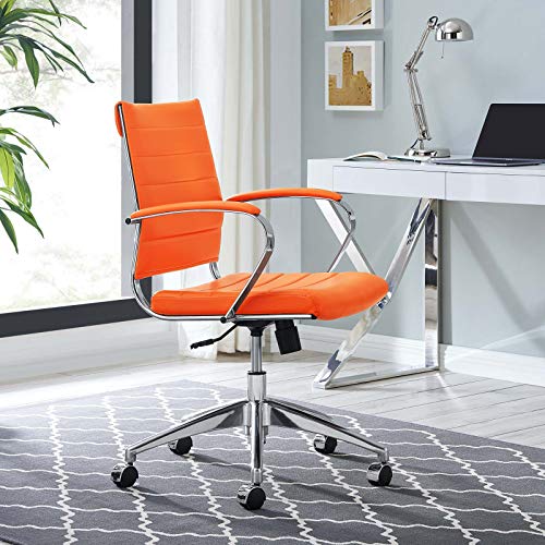 Modway Jive Ribbed, Mid Back Office Chair, Orange