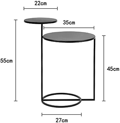 Coffee Table Living Room Bedroom Fashion Two Layers Side Table Metal Desk Home Furniture Living Room Sofa Side Table (Color : White, Size : 55 * 27cm)