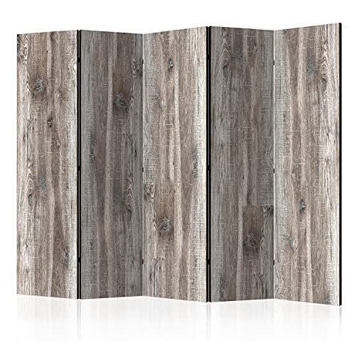 artgeist Acoustic Room Divider Wood 90x68 in - Double-sided Folding Screen Print on Non-woven Canvas Acoustic Foam 5 Panel Home Office Faux Wood Boards f-B-0126-z-c