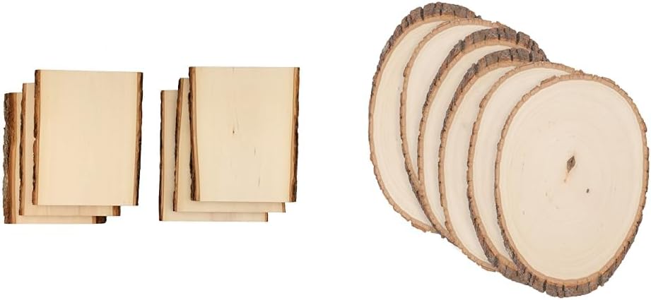 Walnut Hollow Basswood Planks & Rounds Value Pack with Live Edge Bark for Woodburning, 6-Packs