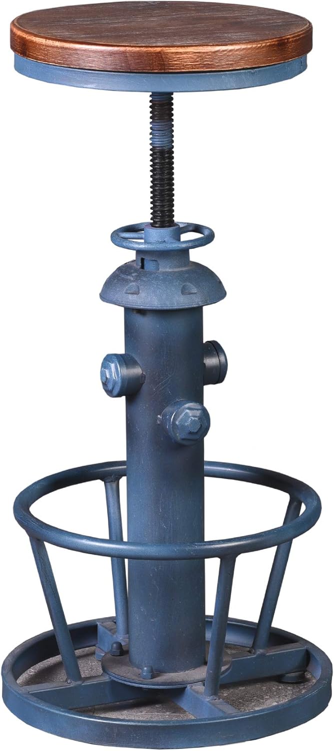 Topower 3 Piece Pub bar Set Retro Round bar Table and Stools for 2 Height Adjustable Pub Table and stools Match bar Height and Counter Barstool Antique Blue(1 Table + 2 Chairs)