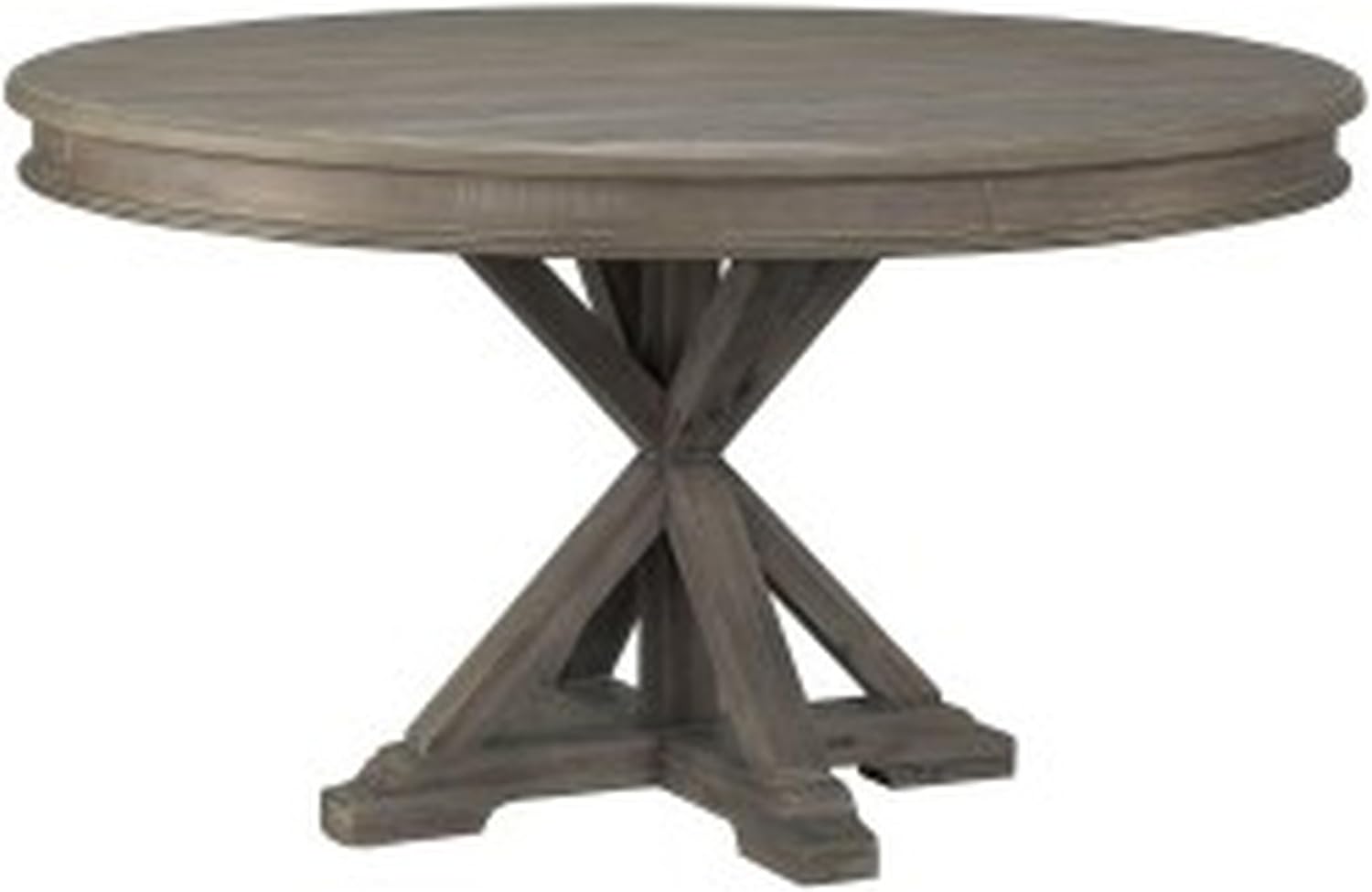 Benjara Berey 54 Inch Dining Table, Round 4 Seater, Driftwood Brown Gray Finish