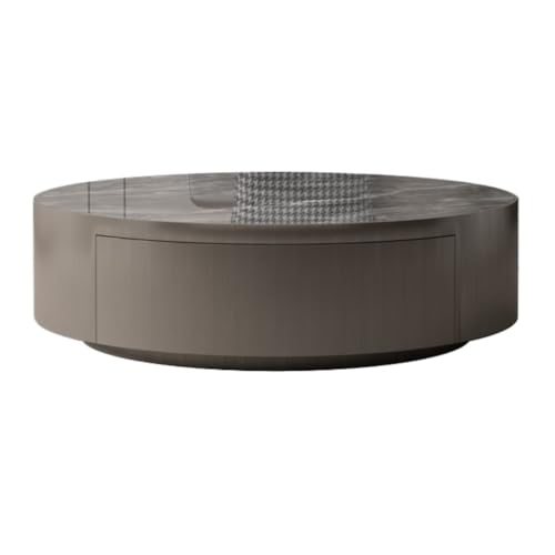 Coffee Table Light Luxury Modern Simple Living Room High-end Glass Round Stainless Steel Slate Coffee Table with Drawers Coffe Tables (Color : G, Size : A)