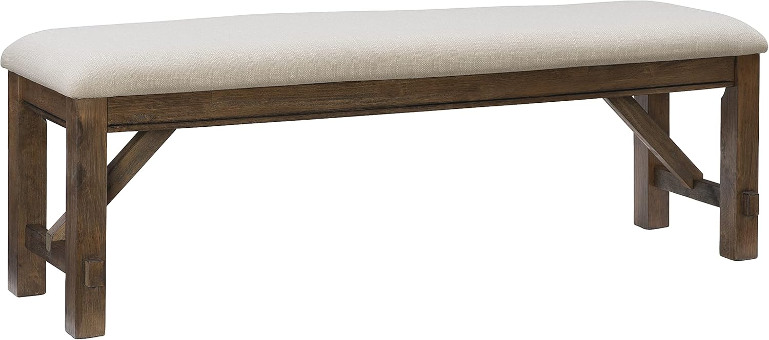 Powell Upholstered Seat Turino Backless Dining Bench, Rustic Umber and Light Beige