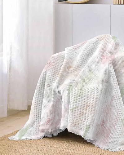 Gray White Floral Sofa Cover Couch Covers for 3 Cushion Couch Throw Couch Cover with Tassel Soft Sofa Slipcover Watercolor Flowers Leaf Texture Couch Furniture Protector for Dog Pet 71