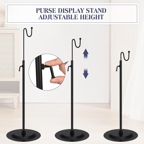 6 Pcs Purse Display Stands Handbag Display Stand Purse Stands for Display Single Hook Display Stand Adjustable Height Handbag Display Holder for Home Boutique Store Counter Retail (Black)