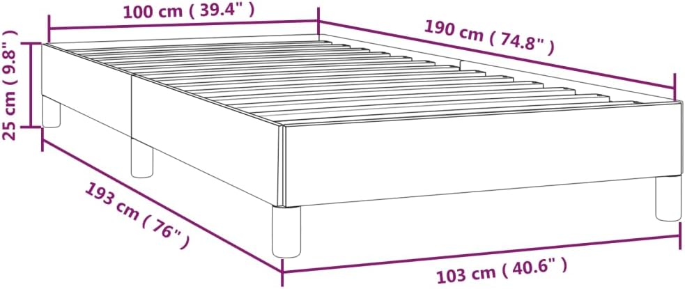 vidaXL Twin Bed Frame in Dark Gray, Modern Design, Durable Fabric, Sturdy Legs, Plywood Slats, Easy Assembly, Suitable for 39.4