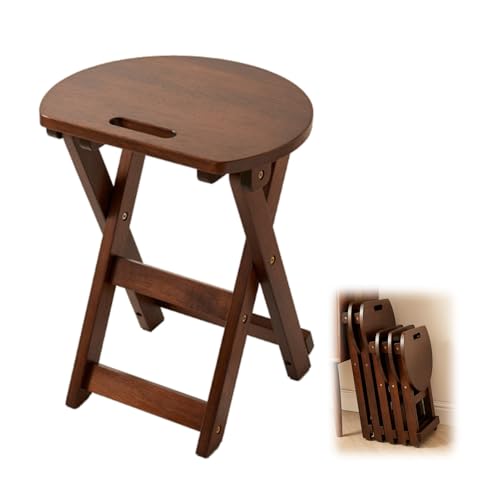 18/24in Portable Foldable Tall Stool, Wood Backless Folding Bar Chair with Handle for Kitchen, Party, Office, Camp(Natural,46cm/18in)