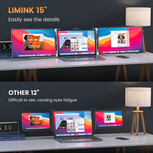L LIMINK LK15 Portable Triple Monitor for 13-16 Inch Laptop, 15