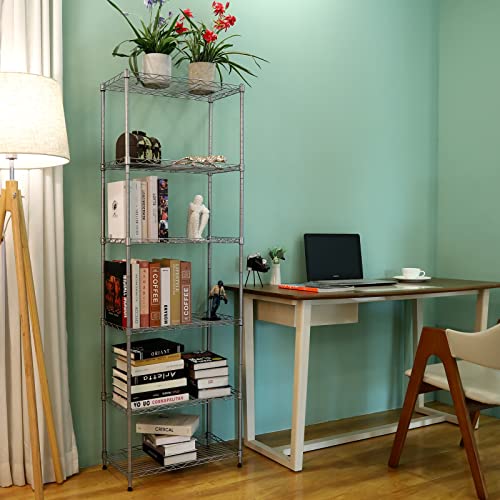 REGILLER 7-Tier Metal Storage Rack Adjustable Shelf,Storage Unit Shelf for Laundry Bathroom Kitchen Pantry Closet(Black,23.9L x 13.9W x 71.6H)