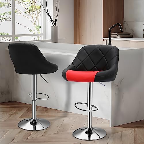 MoNiBloom Teal Green 2-Piece Set of Adjustable Swivel Barstools, Metal Frame with PU Leather Upholstery, Ideal for Kitchen Counter or Island Seating