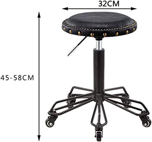 Round Rolling Stool Bar Stool Rolling Stool Swivel Chair for Office Medical Salon Tattoo Kitchen Massage Work, Adjustable Height Hydraulic Stool with Wheels (Color : 5)