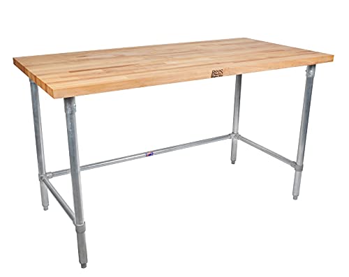 John Boos High-Quality Maple Wood Top Work Table with Galvanized Steel Base, 60 x 30 x 1.5-Inches