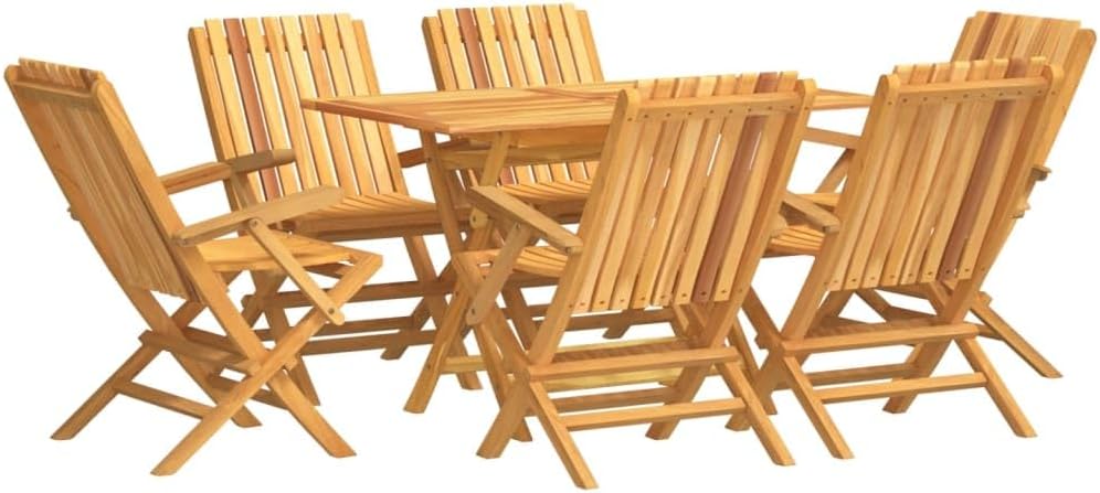 7 Piece Patio Dining Set Solid Wood Teak,Furniture,Outdoor Furniture,Outdoor Furniture Sets,Brown,76.04kg/167.288ib