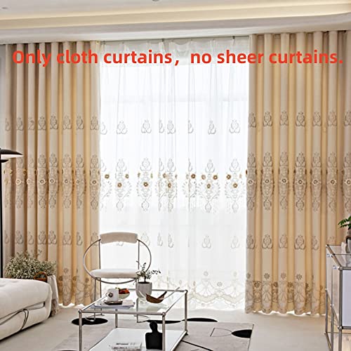 Amidoudou 1 Pair European Luxury Jacquard Curtains for Bedroom 3D Flower Curtains for Living Room (Beige,52x96 Inch)