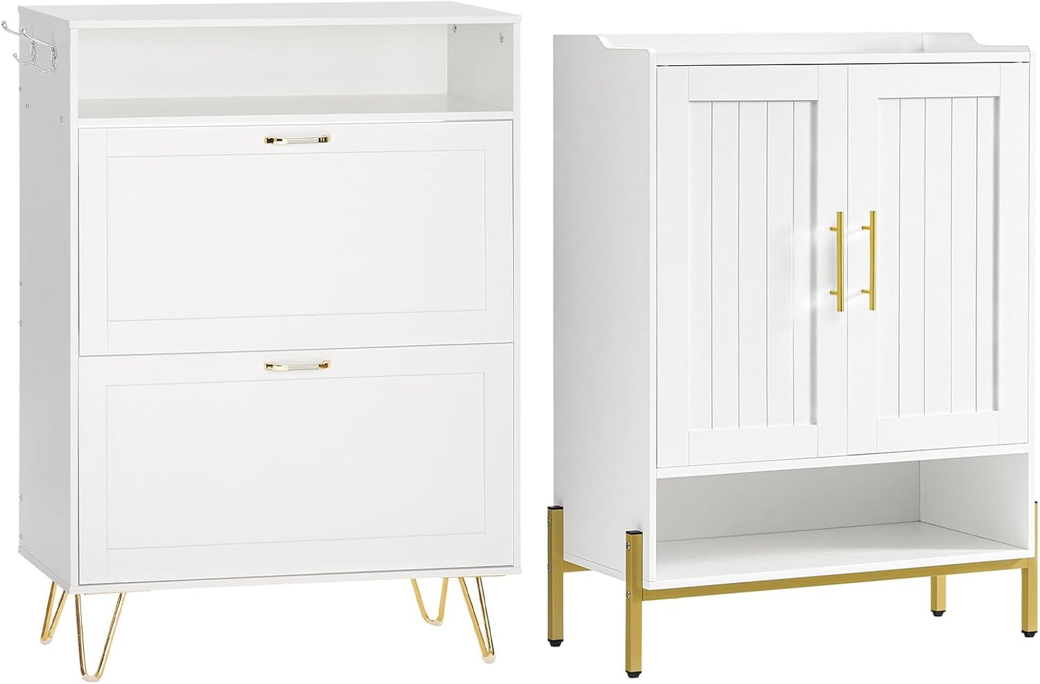 HOOBRO Shoe Cabinet, Shoe Storage Cabinet for Entryway, Shoe Organizer Cabinet with Doors, Adjustable Shelves for Hallway, Living Room, DW41SC01-WT12SC01G1