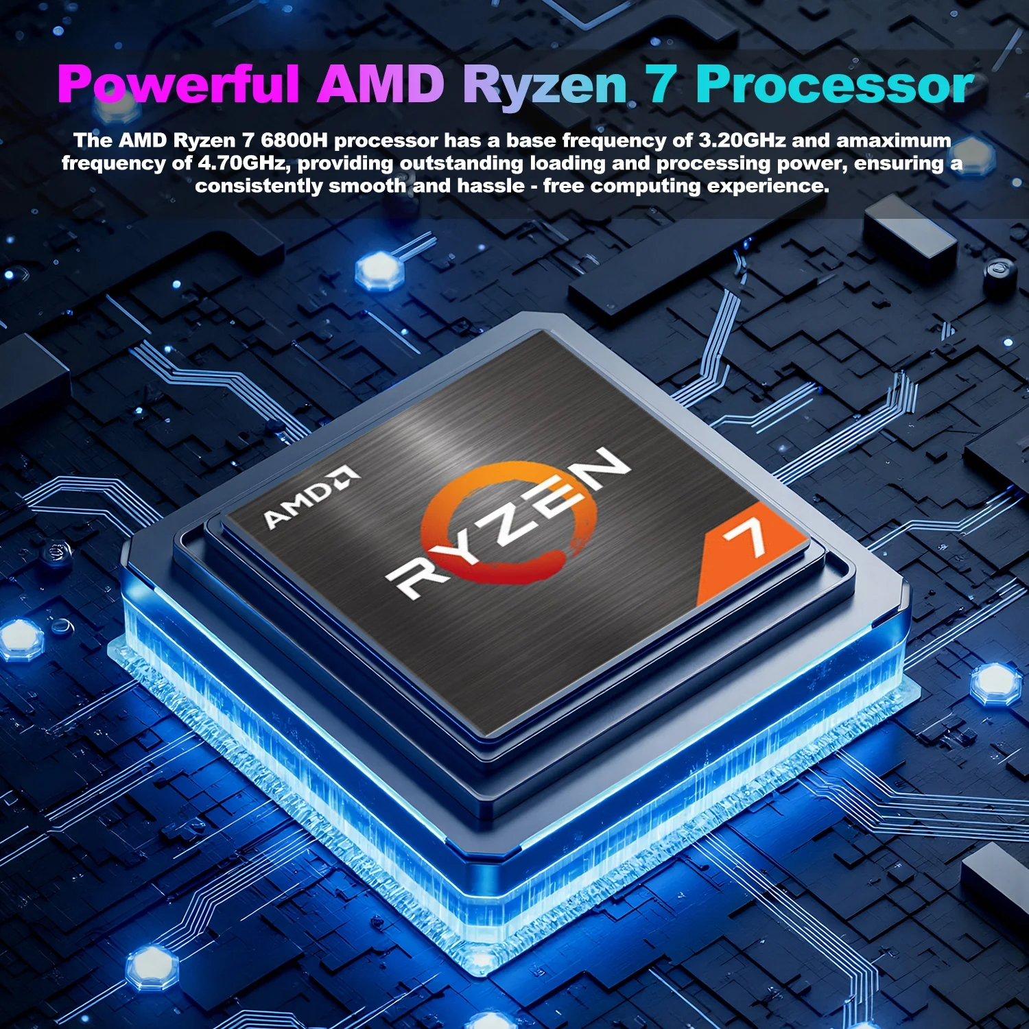 SANPTENT Gaming Laptop 16 inch 2.5K, AMD Ryzen 7-6800H, 16GB DDR5 RAM, 512GB SSD, AMD Radeon Graphics, WiFi 6, Backlit KB, Fingerprint, Win 11 Pro with Microsoft Office