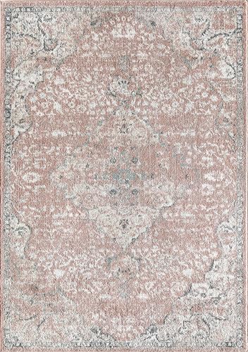 Rugs America Harper HY50B Pink Amaranth Transitional Vintage Non-Shedding Living Room Bedroom Nursery Dining Home Office Area Rug, 8'0