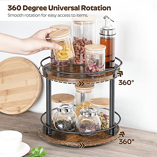 3-Tier Lazy Susan Organizer, Rotating Spice Rack, Spinning Organizer, Industrial Turntable Spice Rack Organizer for Cabinet, Kitchen Countertop, Pantry, Black SR23BK