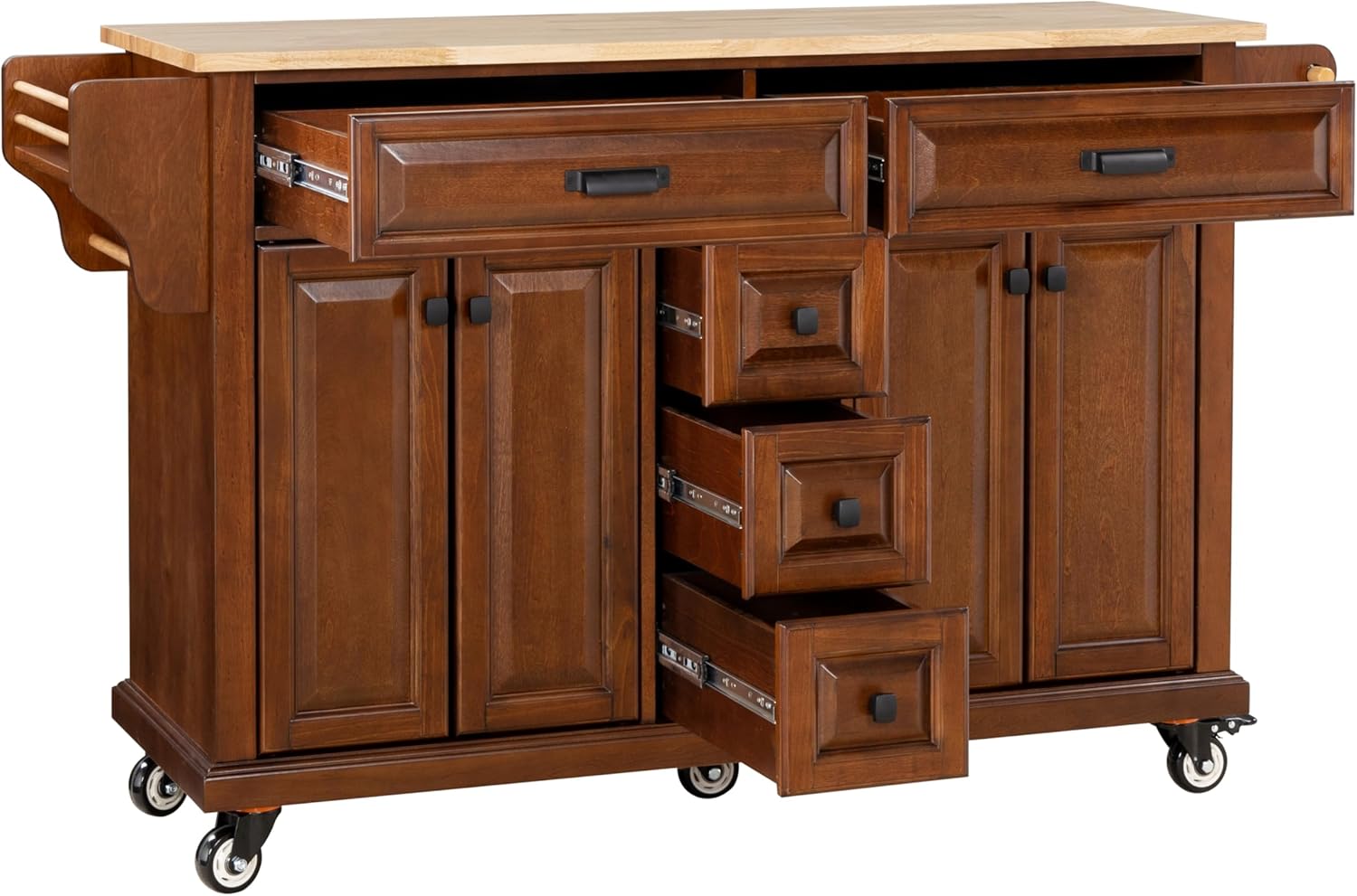 Cambridge Natural Wood Top Kitchen Island with Storage (Mahogany)