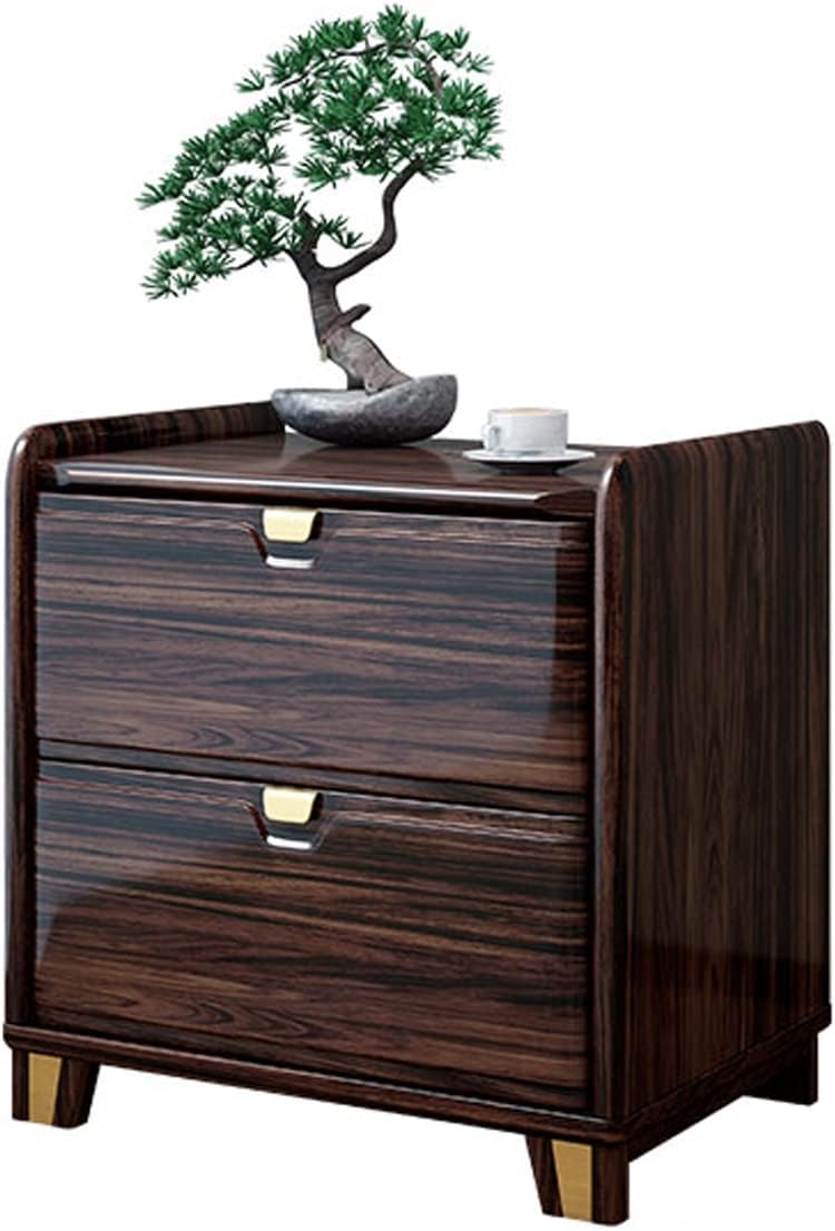 Fashion Nightstand, Light Luxury Solid Wood Bedside Tables with 2 Drawers, Side Table Storage Corner Cabinet, Wooden Night Stands for Living Room Bedroom Furniture