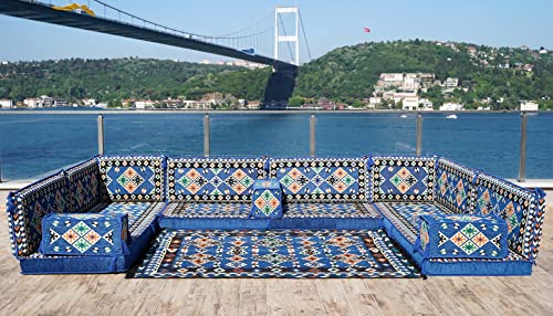 Royal Blue Traditional Floor Cushions, U Shaped Maroon Sectional Sofas, Arabic Floor Sofa Set, Pallet Sofa, Arabic Majlis, Yoga Meditation Sofas, Sofa Covers (U Sofa Full Set)