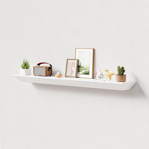 48 Inch Large White Floating Shelves for Wall, 48'' White Mantel, 6'' Deep Easy Hanging Shelves for Living Room Kitchen Bedroom, 2-Pack Crown Molding Decorative Shelves