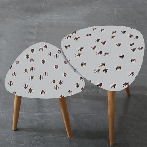 Triangle Nesting Coffee Table Set of 2 Forest panorama view Pine tree landscape Spruce silhouette Modern Minimalist Side Table Small End Table Leisure Tea Table Living room Bedroom Office