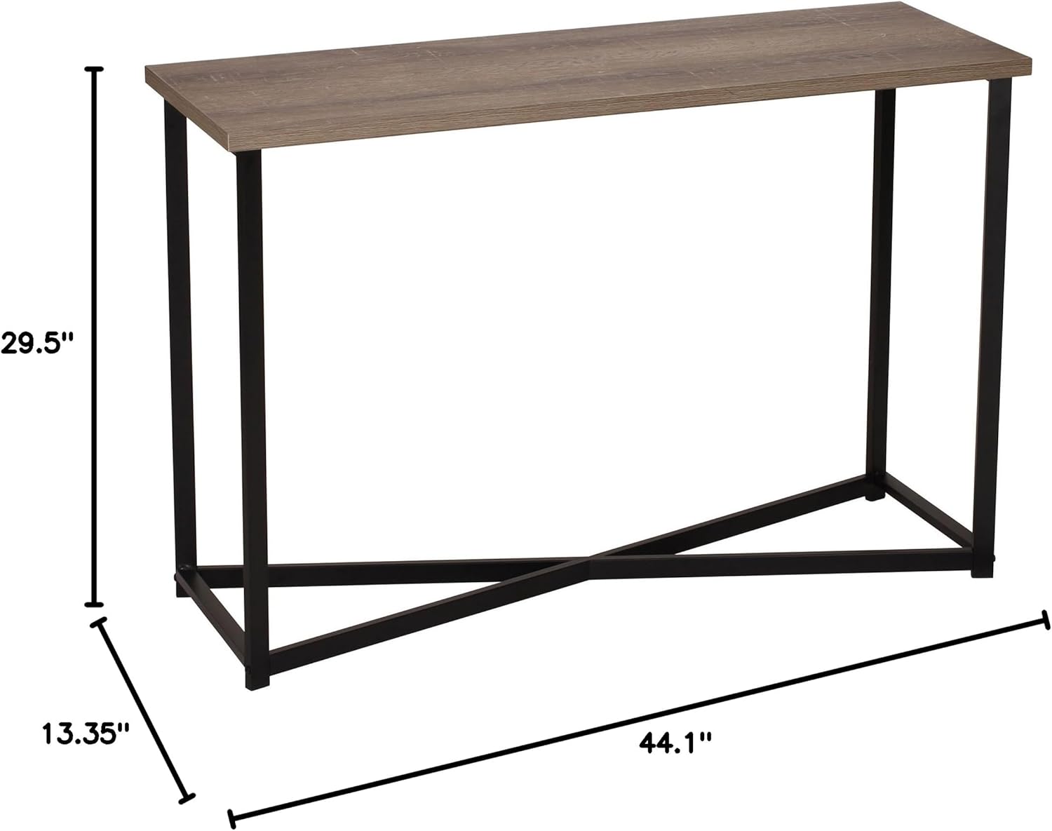 Household Essentials Ashwood Sofa Table | Console Table for Entryway | Gray-Brown & Grey Top Black Frame Ashwood Round Coffee Table, 31.5 x 31.5
