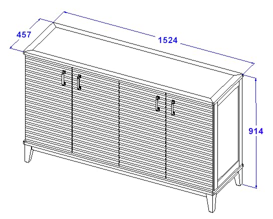 Retro Sideboard Buffet Cabinet with Large Storage Space,4 Door Storage Cabinet with Adjustable Shelves and Metal Handle,60” Long Narrow Console Table,Entryway Cabinet,Cupboard,Accent Cabinet