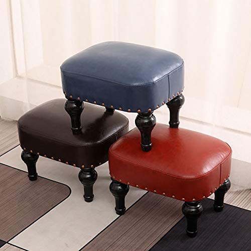 Small Foot Stool for Living Room Brown Leather Stool Vintage Upholstered Footrest Rubber Wooden Foot Rest Stool Sofa Stool for Foot Rest Purple