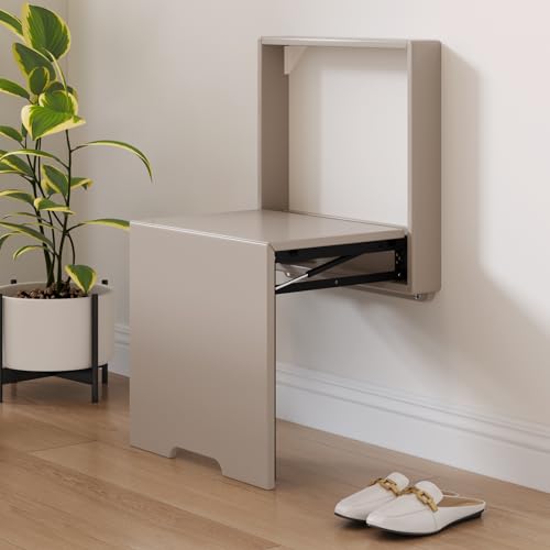 Wall Mounted Shoe Changing Stool, Folding Stool Chair for Entryway, Space Saving Hidden Wall Stools,Folding Entryway Stool, Grey