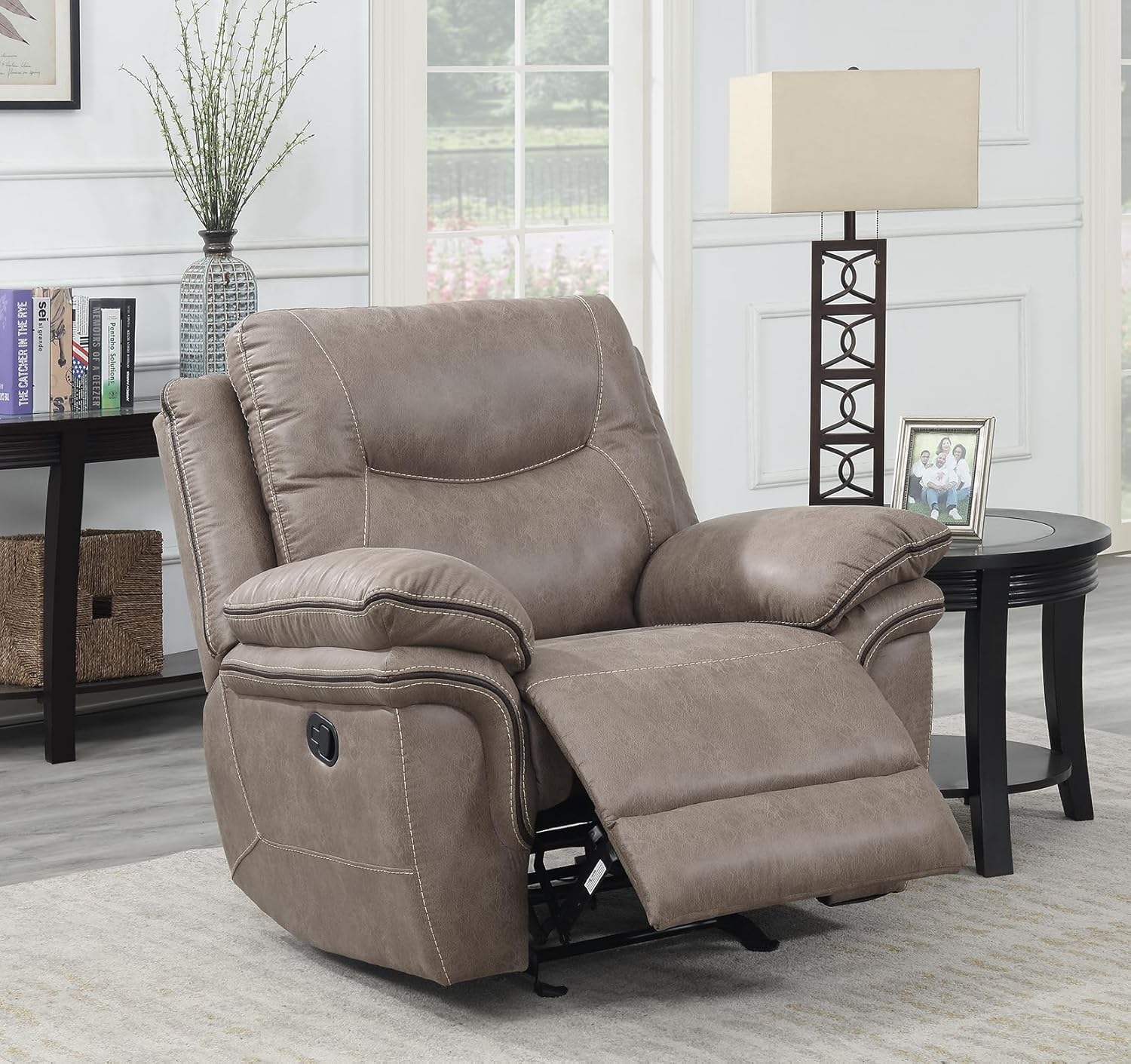 Piece, Manual Couches Include 3-Seat Sofa, Loveseat with Two Cupholders,Recliner Chair for Living Room Furniture Set-Light Brown