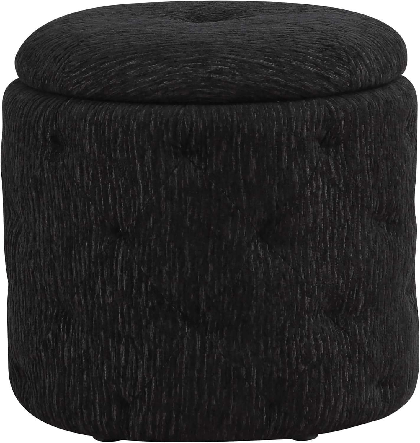 OSP Home Furnishings Erindale Round Storage Ottoman, Onyx Fabric