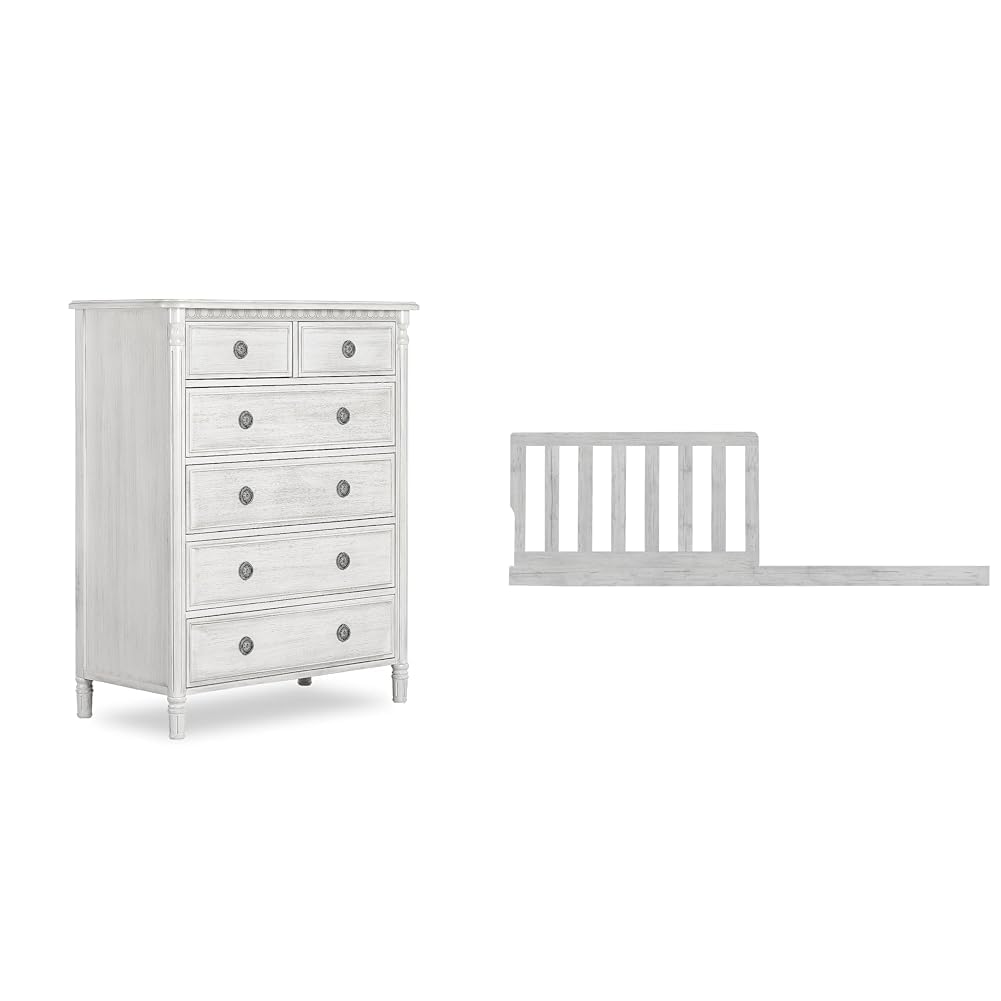 Evolur Julienne 6 Dressers Chest and Toddler Rail, Antique Grey Mist, 20x40x49 Inch (Pack of 1)