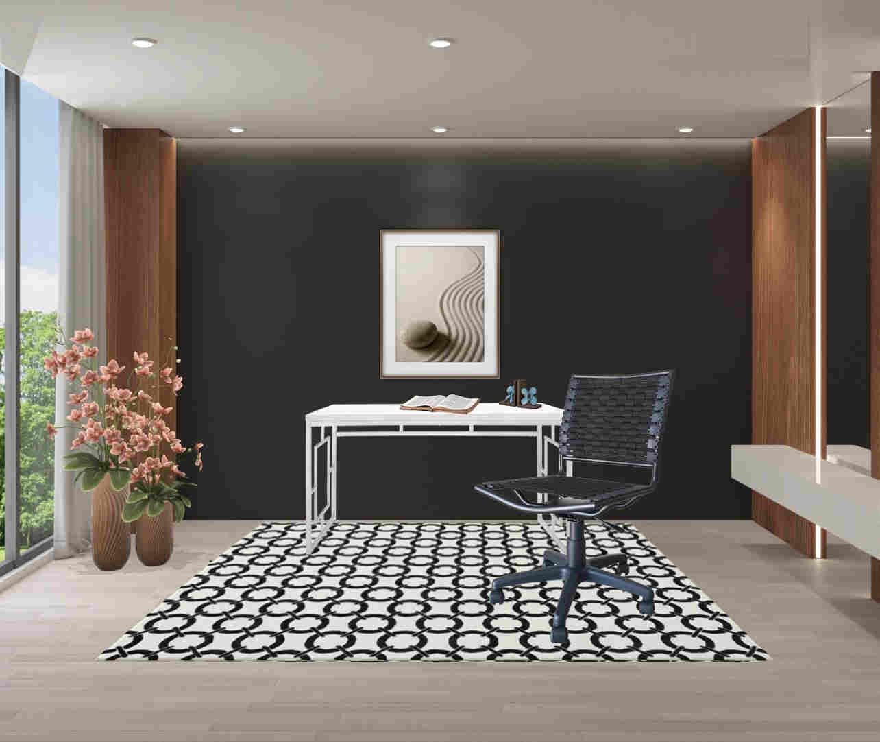 Powder-Coated Steel Frame Ergonomic Office Chair | Black Bungee Desk Chair with Back Support & Heavy-Duty PP Strap - Home & Office Furniture